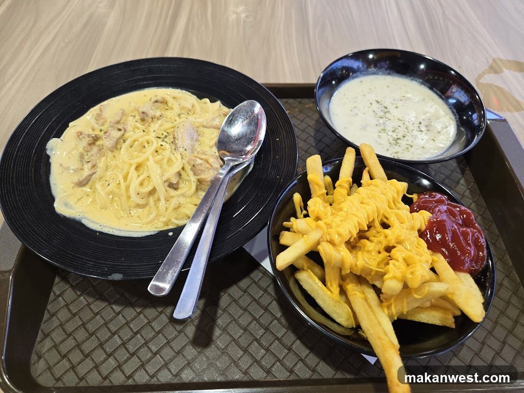 Tray with Pasta and Fries