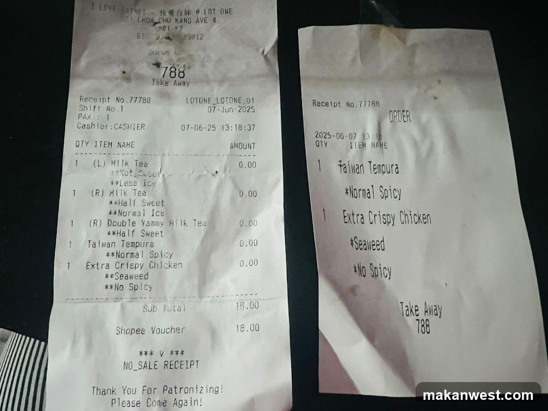 Receipts and Order Slip