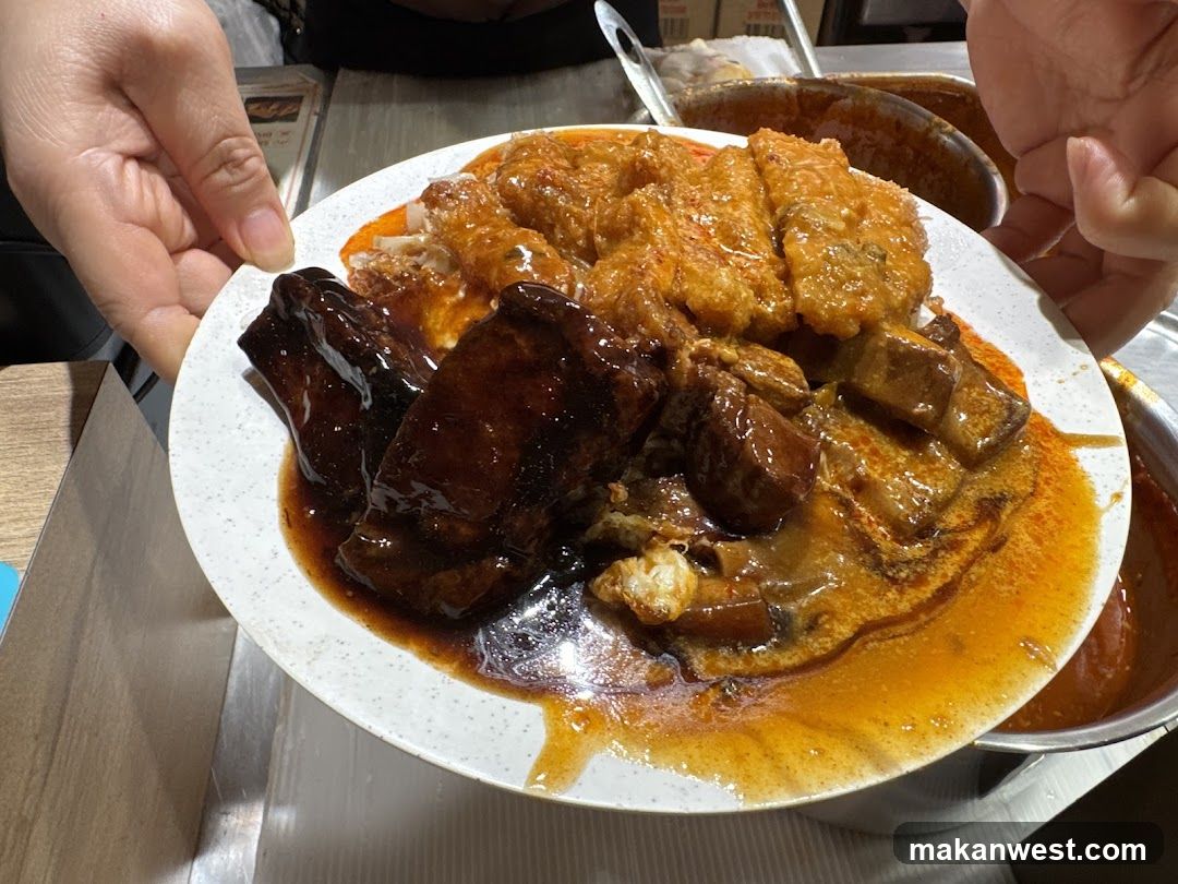 Curry Dish with Meat and Fried Items