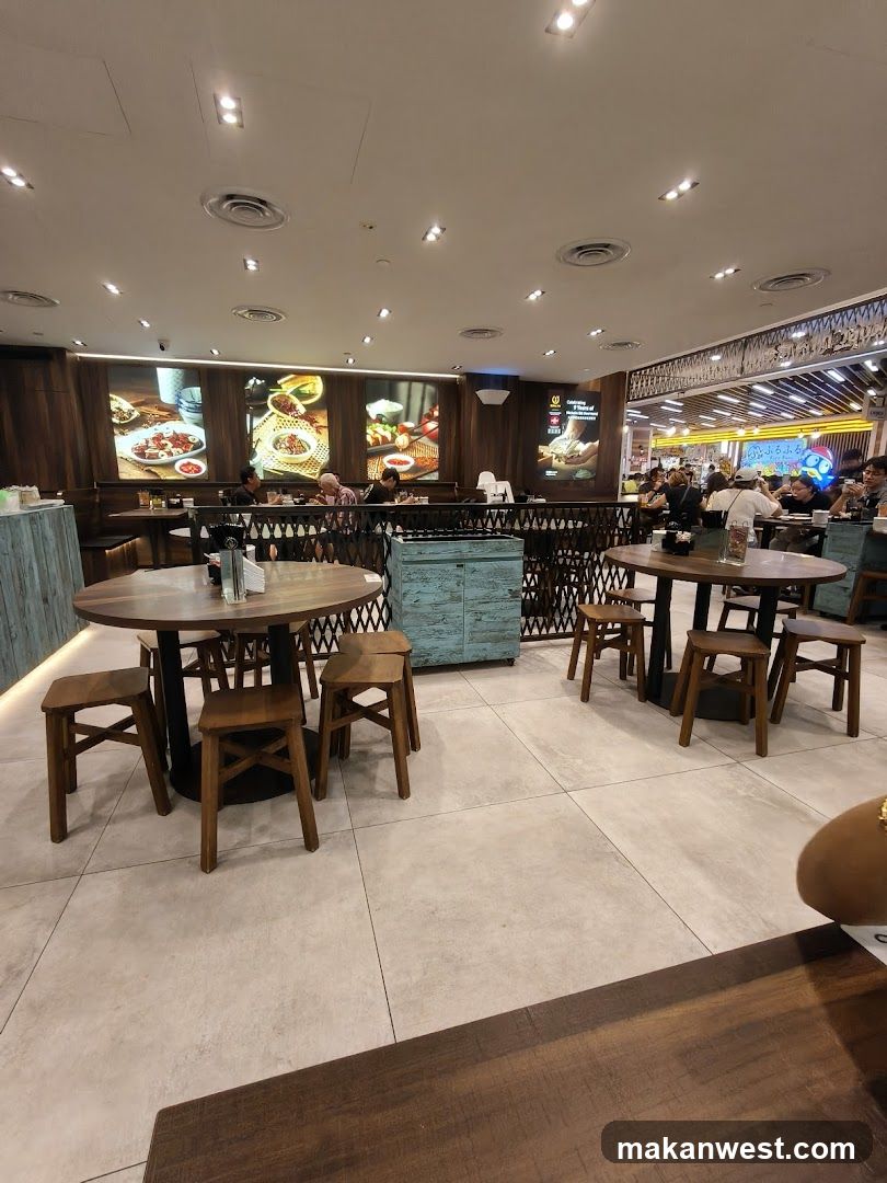 Restaurant Interior with Dining Tables and Screens