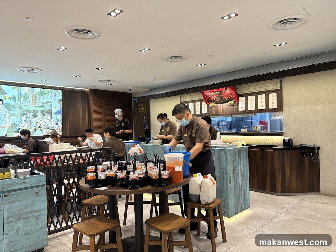 Restaurant Interior with Staff Preparing Food