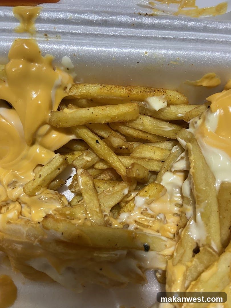 Loaded Fries with Cheese Sauce and Mayo