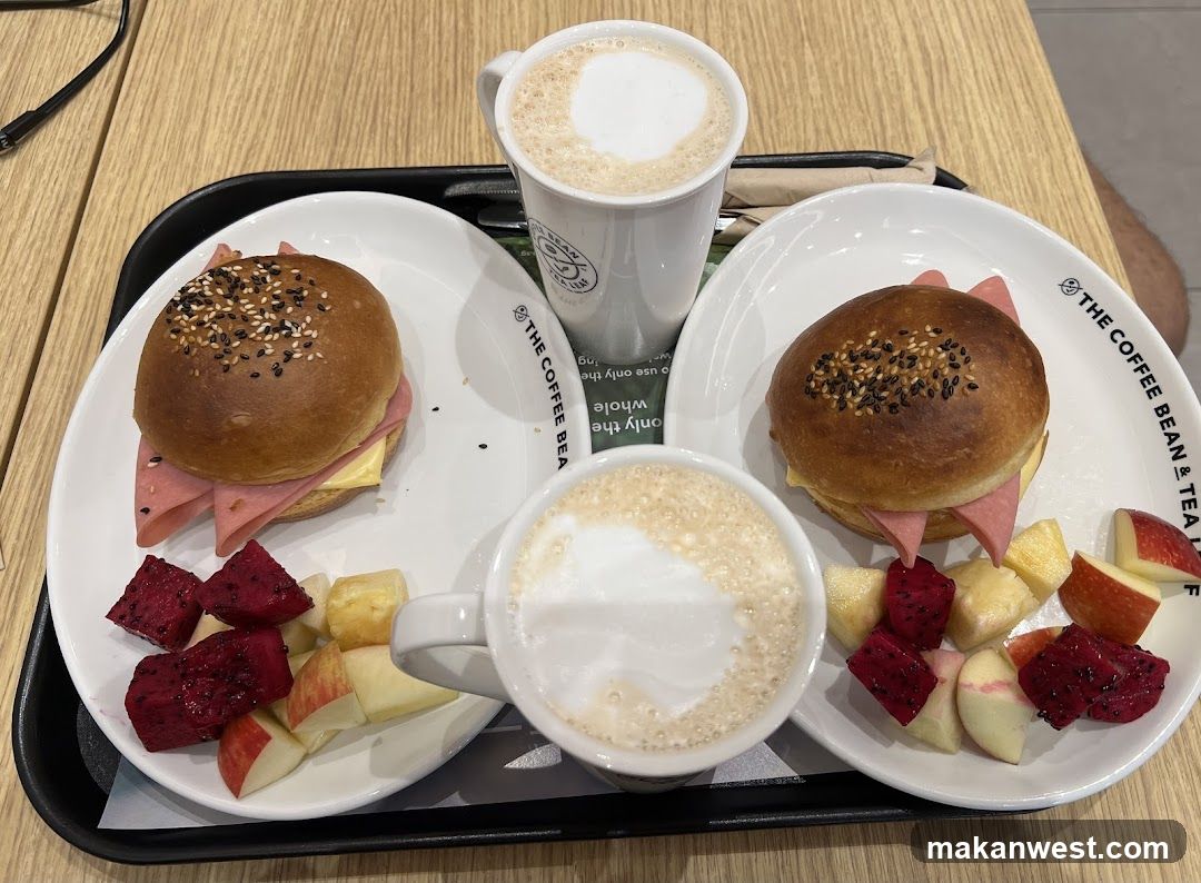 Breakfast Tray with Burgers and Fruit