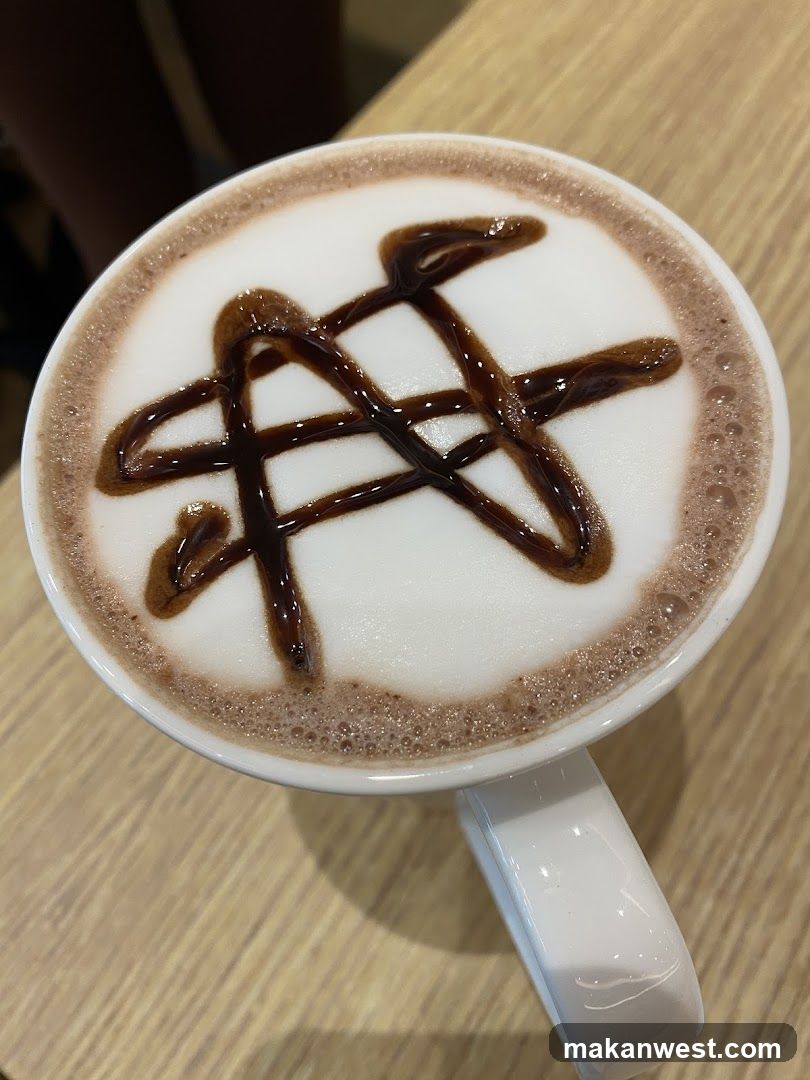 Latte with Chocolate Drizzle Art