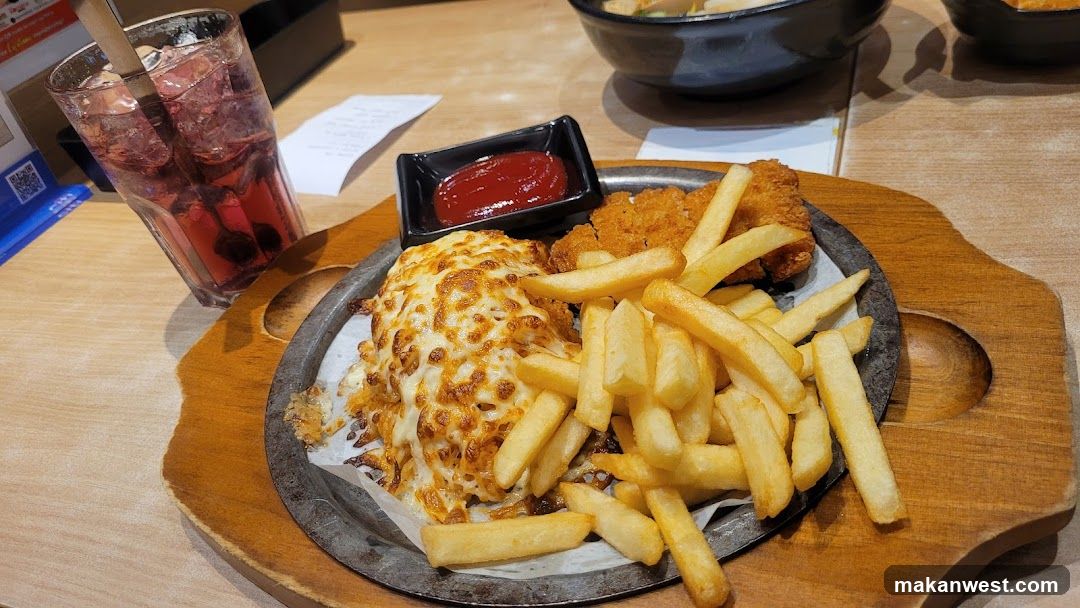 Served Meal with Fries and Ketchup