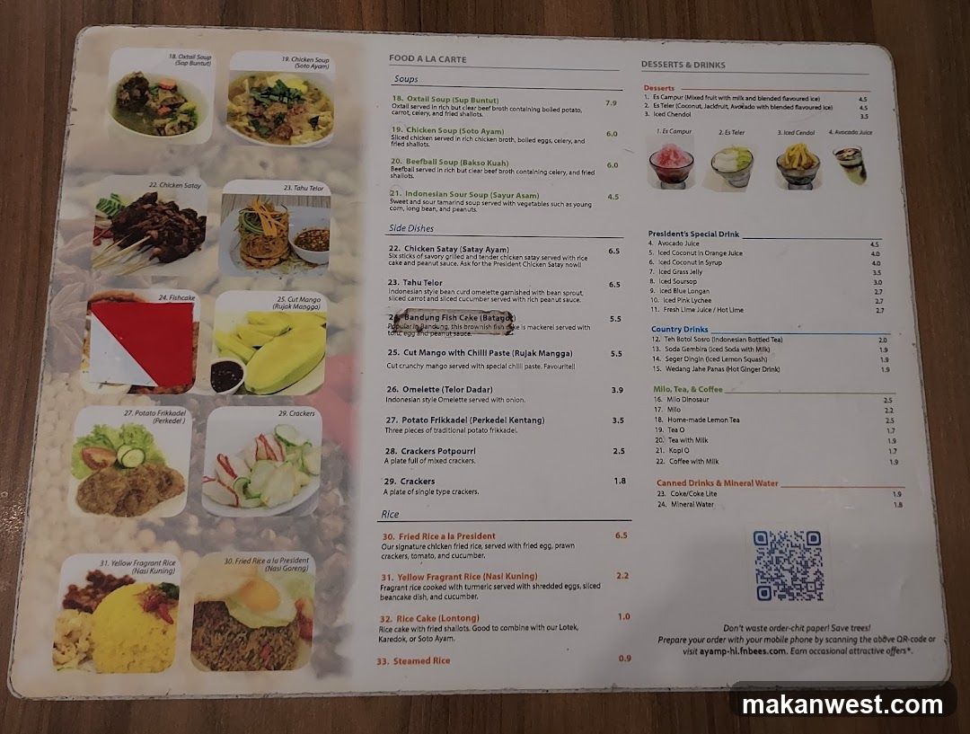 Indonesian Restaurant Menu