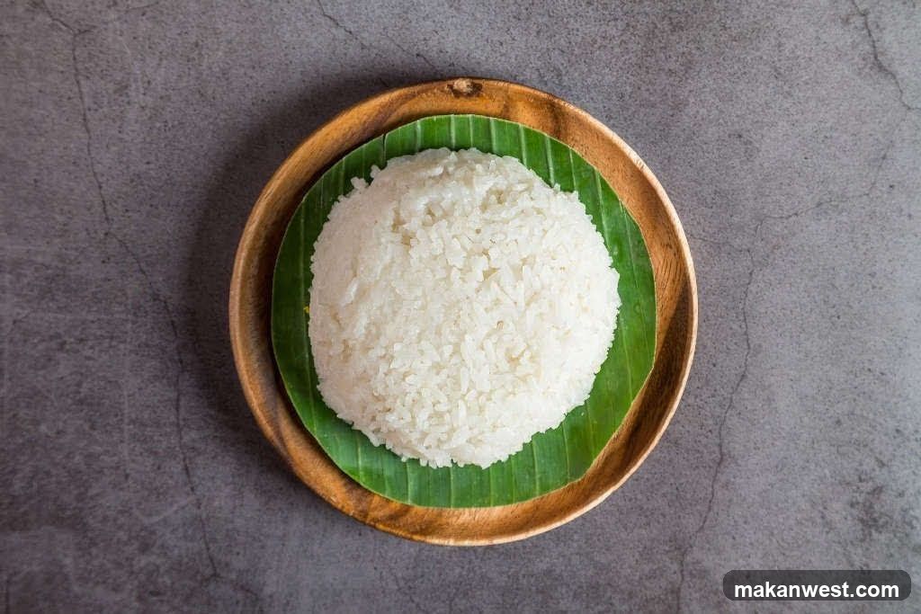 Rice on Banana Leaf