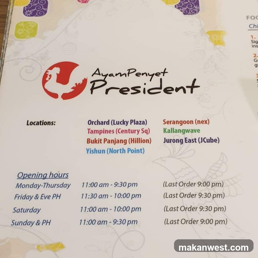 Ayam Penyet President Menu Flyer