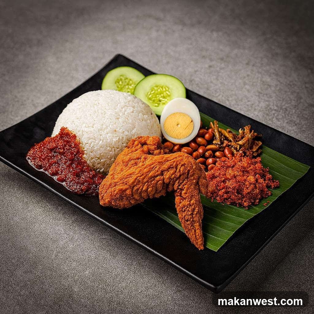 Nasi Lemak with Fried Chicken