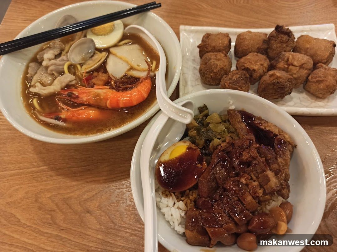 Rice Bowl and Noodle Soup with Fried Dishes