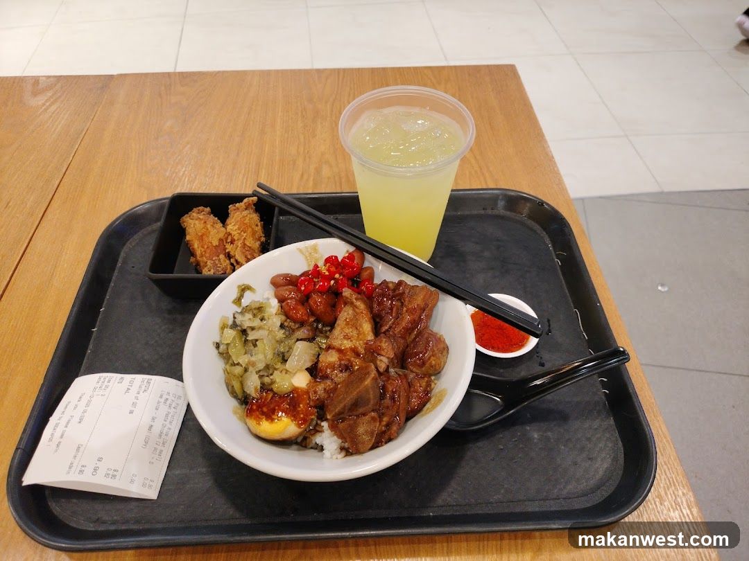 Food Tray with Rice Bowl and Drink