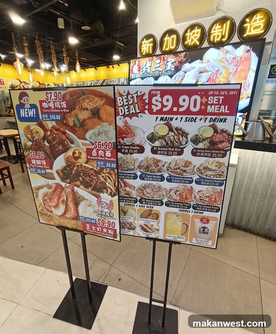 Singapore Food Court Menu Display