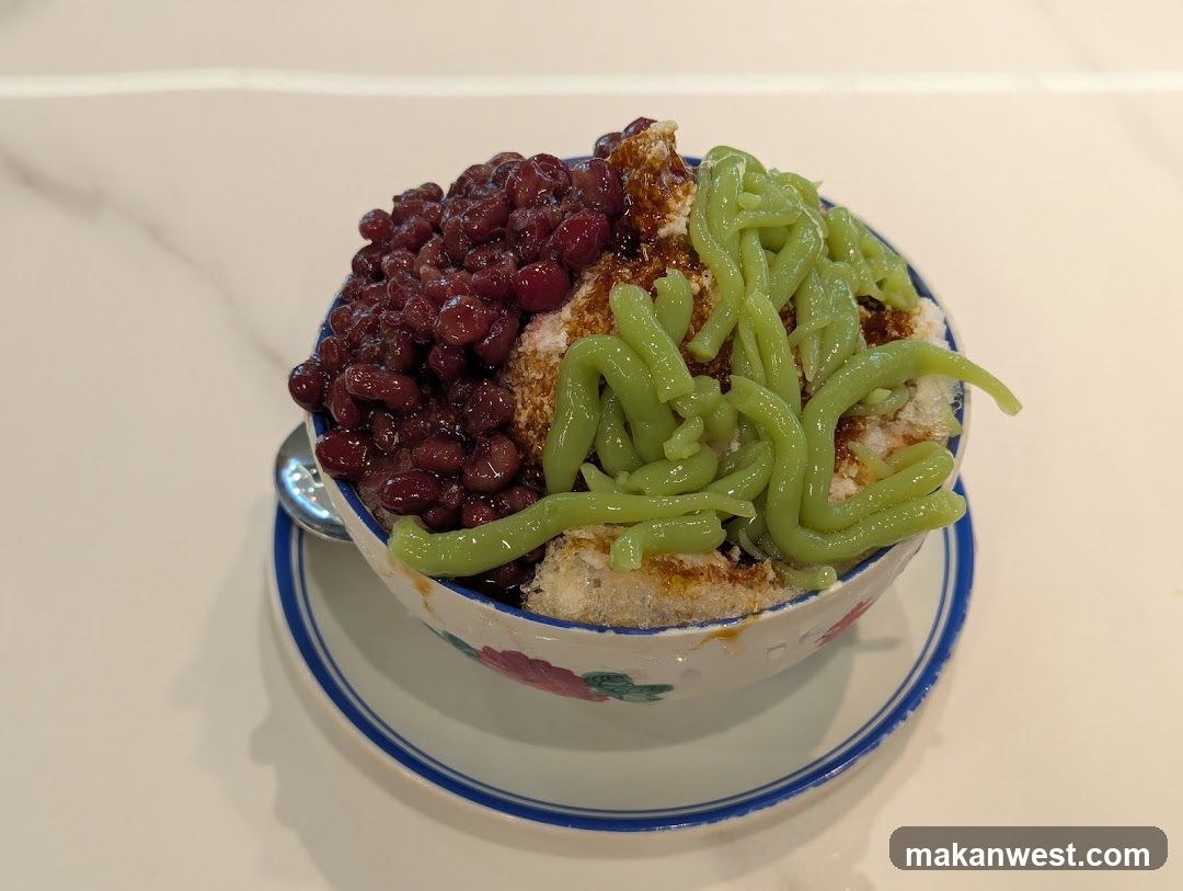 Bowl of Dessert with Red Beans and Green Jelly