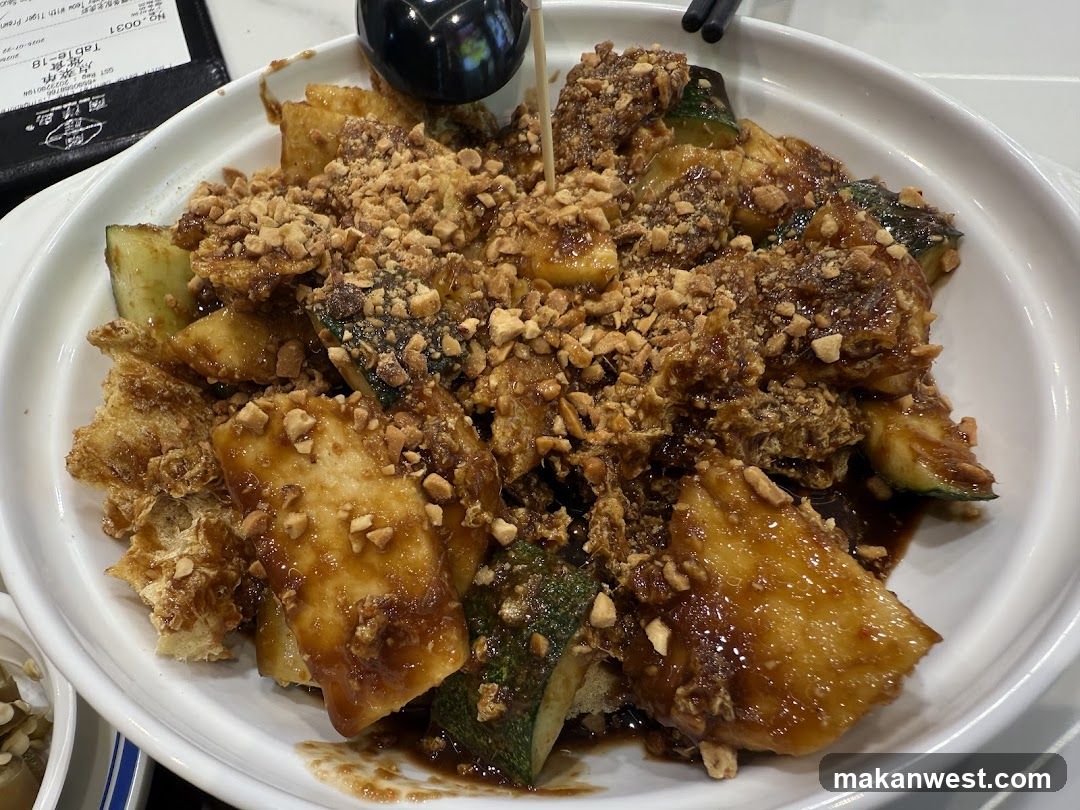 Sichuan-style Stir-fried Zucchini with Crispy Tofu and Peanuts