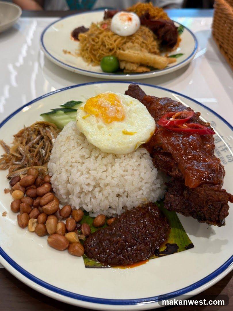 Nasi Lemak Plate with Fried Egg and Chicken