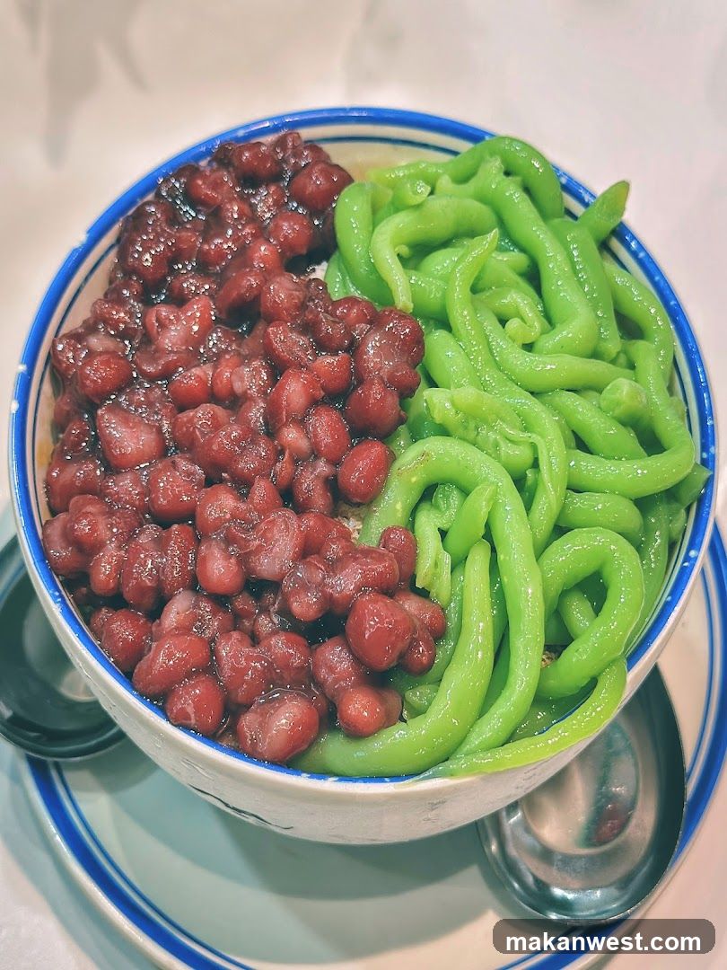 Bowl of Red Bean and Green Jelly Dessert