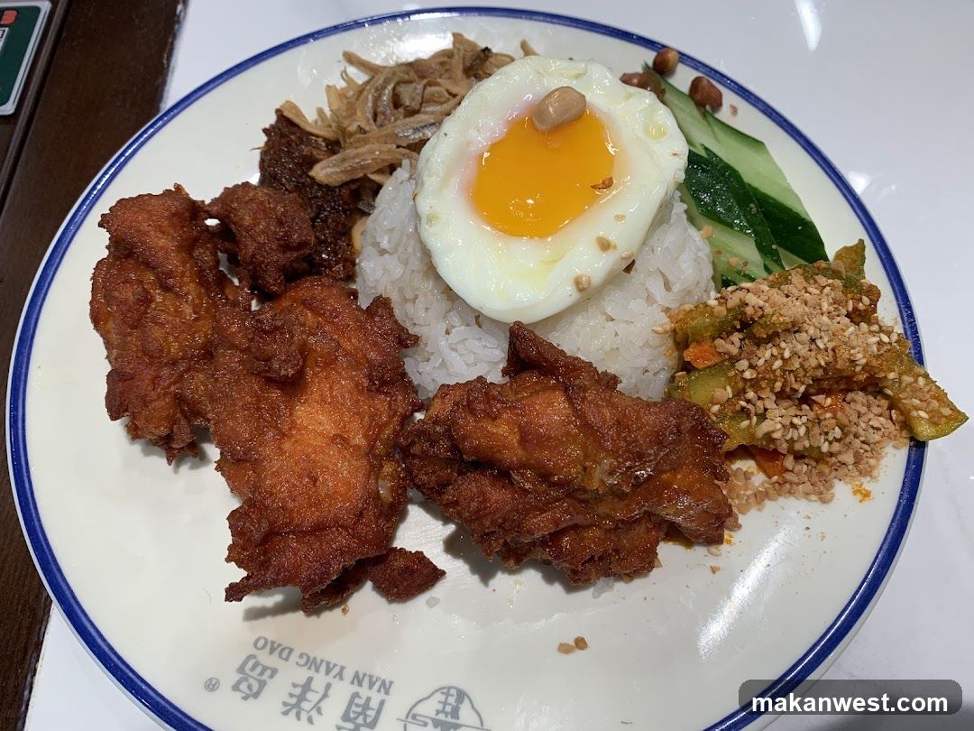 Fried Chicken Rice Bowl with Egg and Pickles