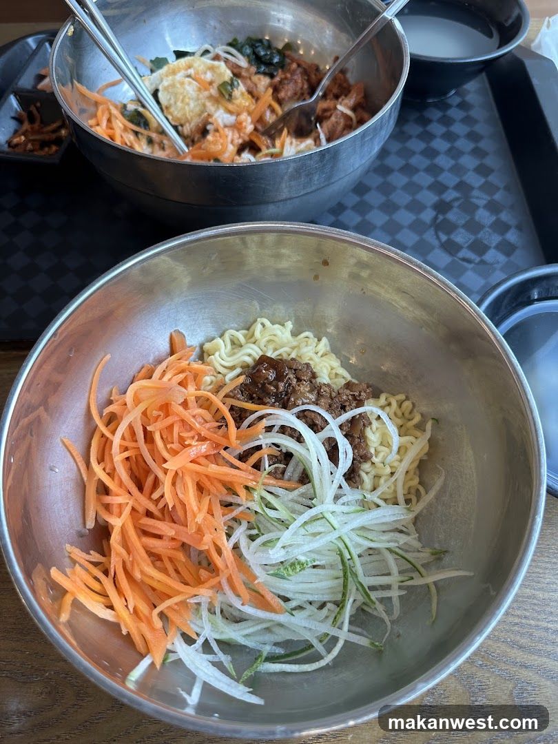 Bowl of Korean-style noodles with toppings