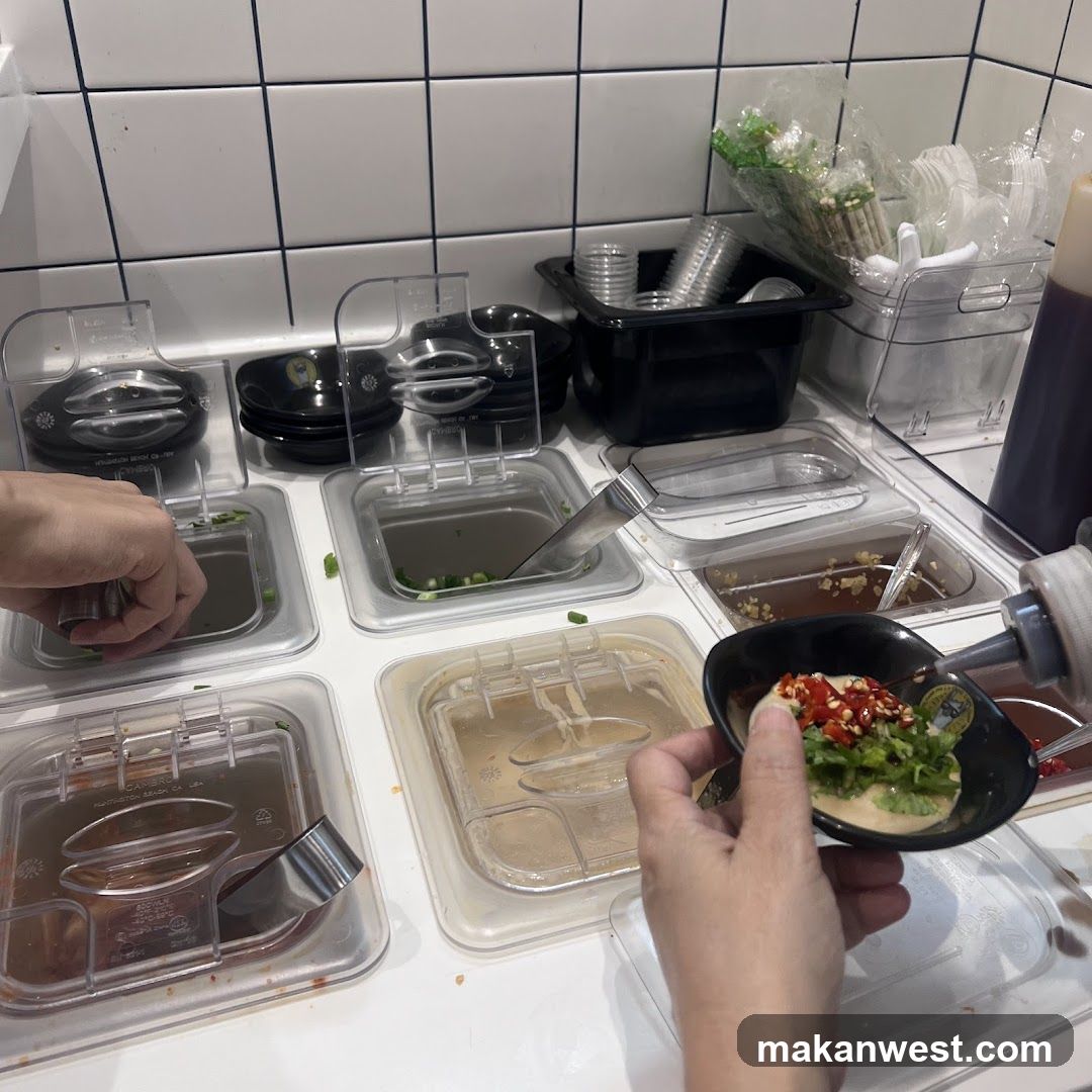 Food Station with Condiments and Sauce
