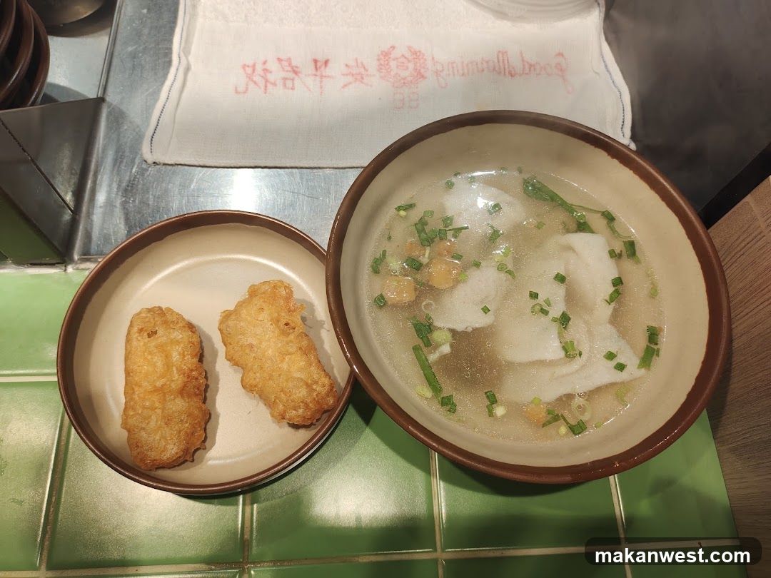 Dish with dumplings and fried items