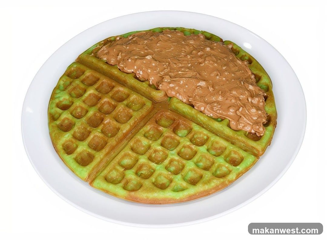 Green Waffle with Chocolate Spread