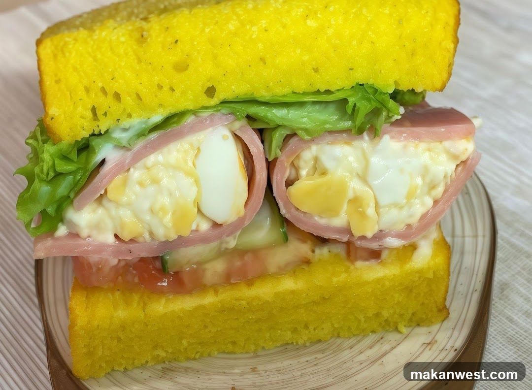 Egg Salad Sandwich with Ham and Lettuce