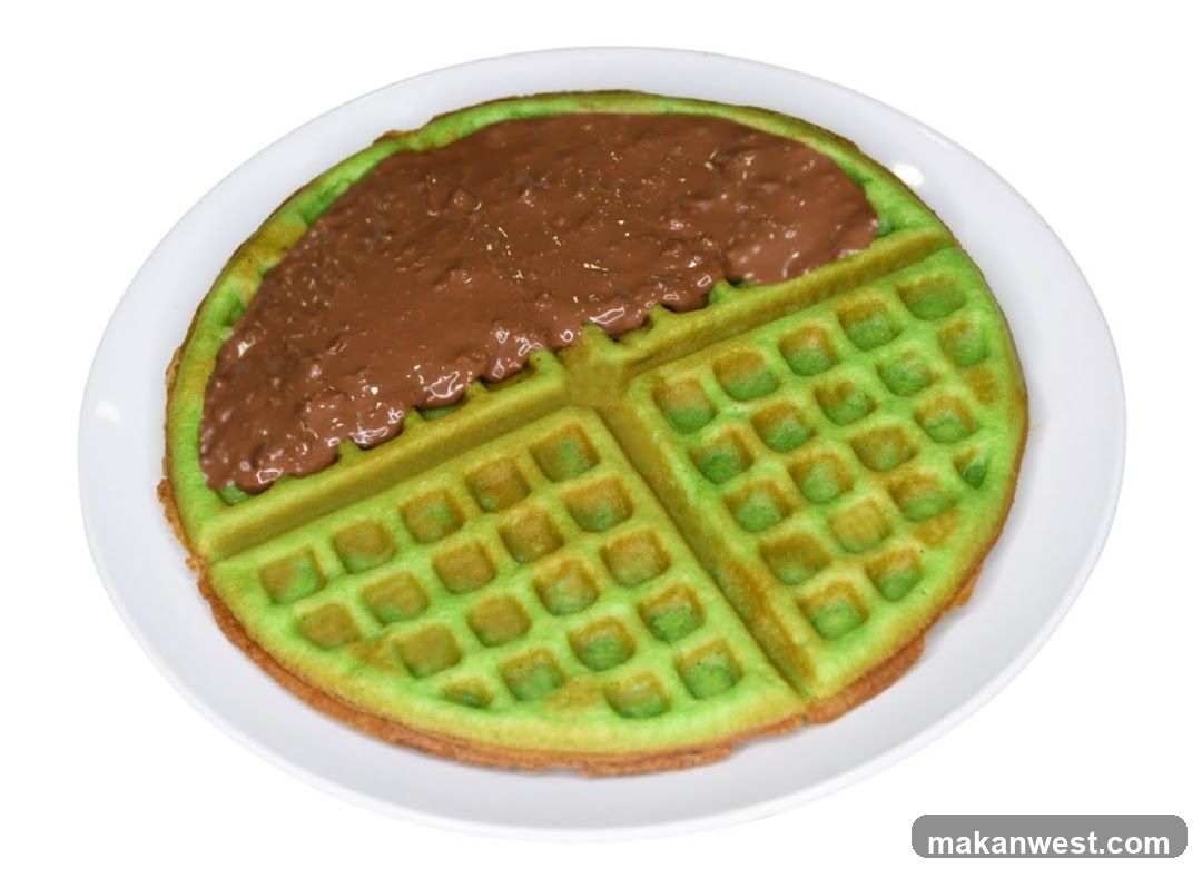Green Waffle with Chocolate Spread