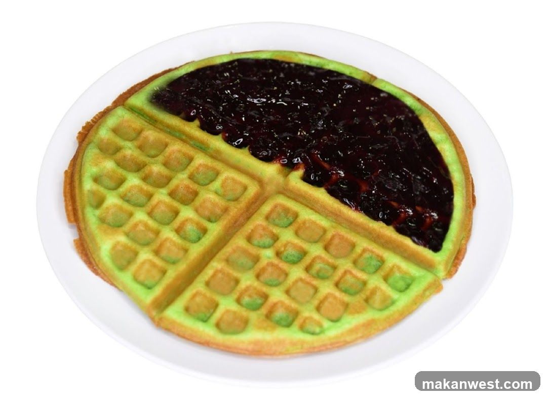 Green Waffle with Jam