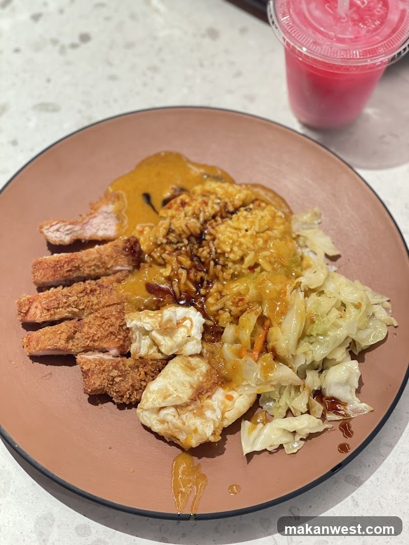 Pork Fried Rice with Cabbage and Sauce