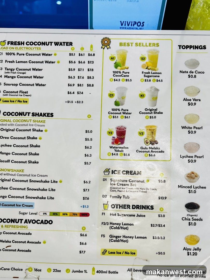 Fresh Coconut Water & Drinks Menu