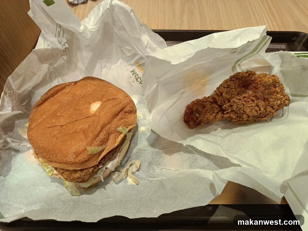 Chicken Sandwich and Fried Chicken Leg