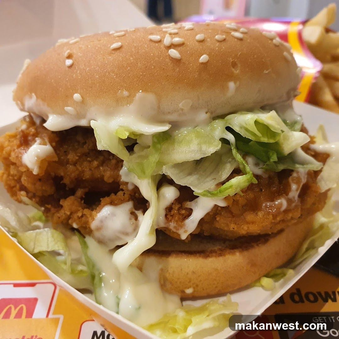 Fried Chicken Sandwich with Sauce and Lettuce