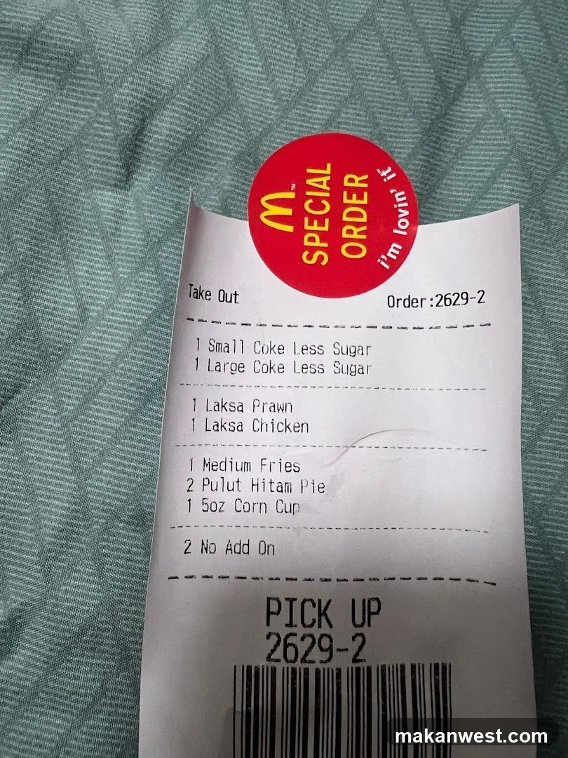 McDonald's Takeout Receipt