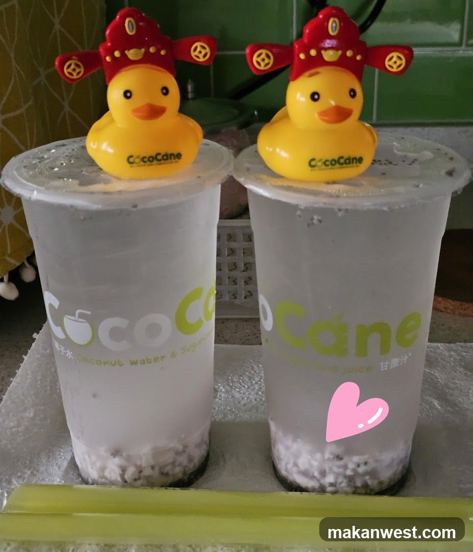 Coco Cane Coconut Water Drinks with Rubber Duck Toppers