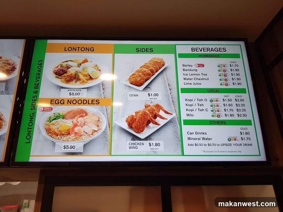 Lontong, Sides & Beverages Menu Board