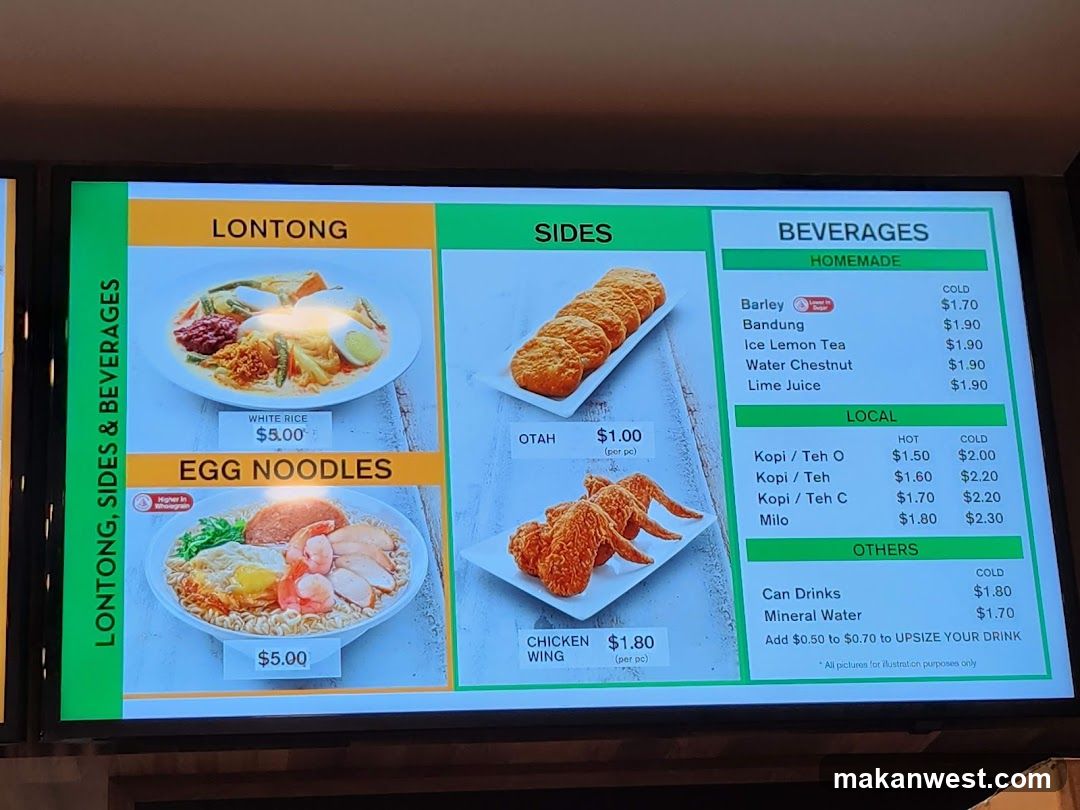 Lontong, Sides & Beverages Menu Board