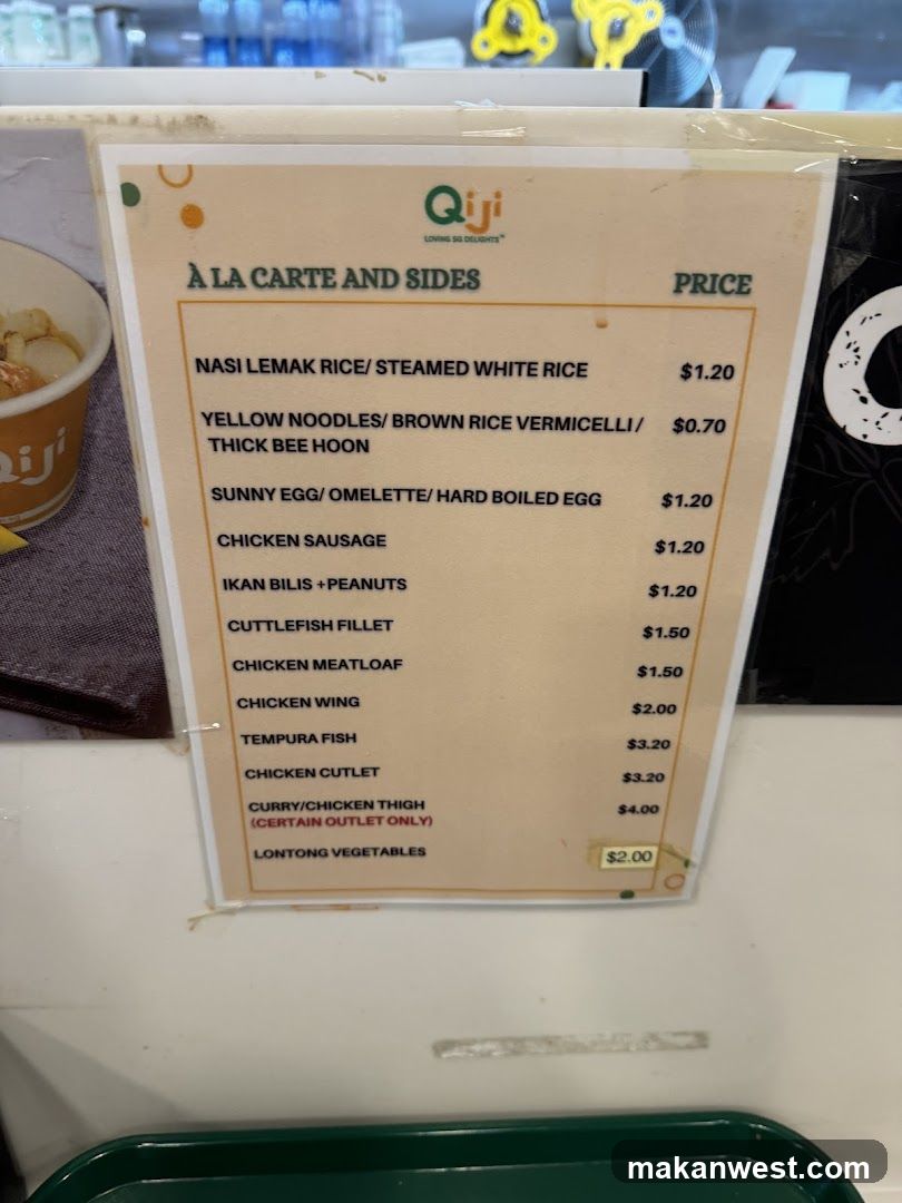 Qiji À La Carte Menu