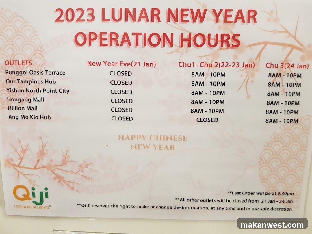 2023 Lunar New Year Operation Hours