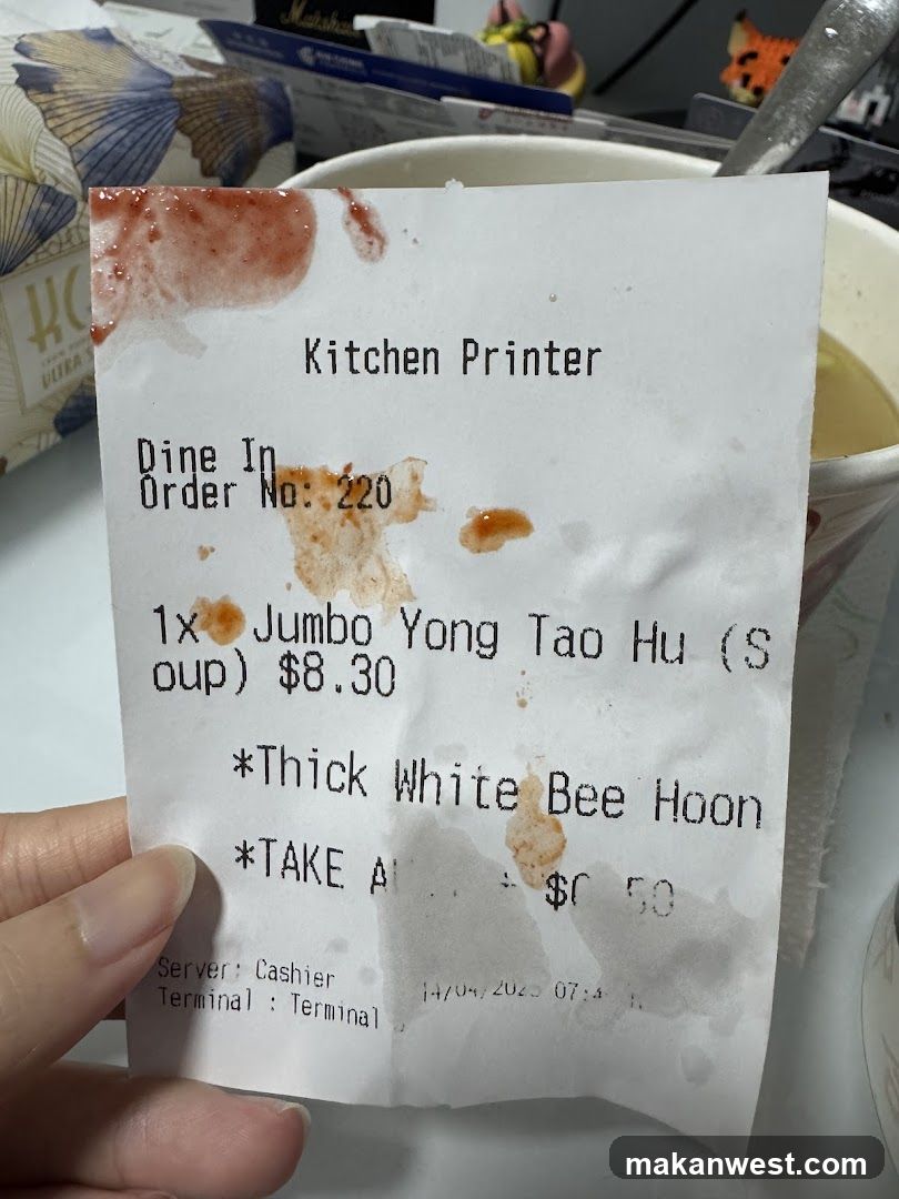 Receipt with Food Item