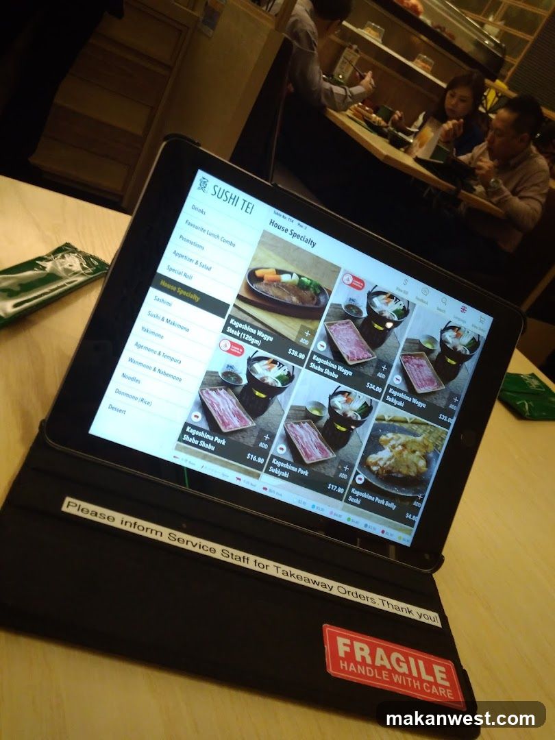 Sushi Tei Tablet Menu Display