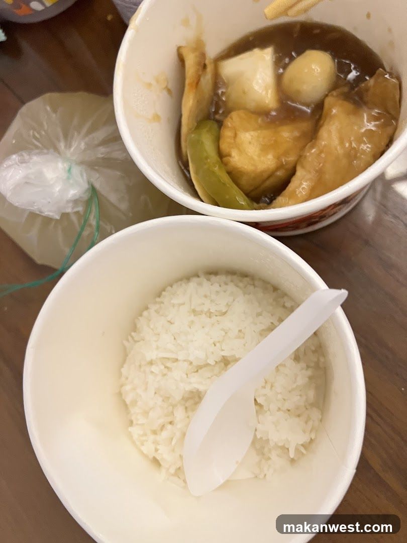 Takeout Meal with Rice and Stew