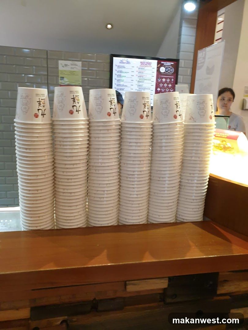 Stack of Paper Cups in Storefront