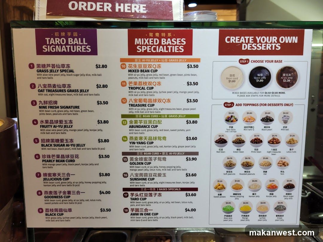 Taro Ball Signatures & Mixed Bases Specialties Menu