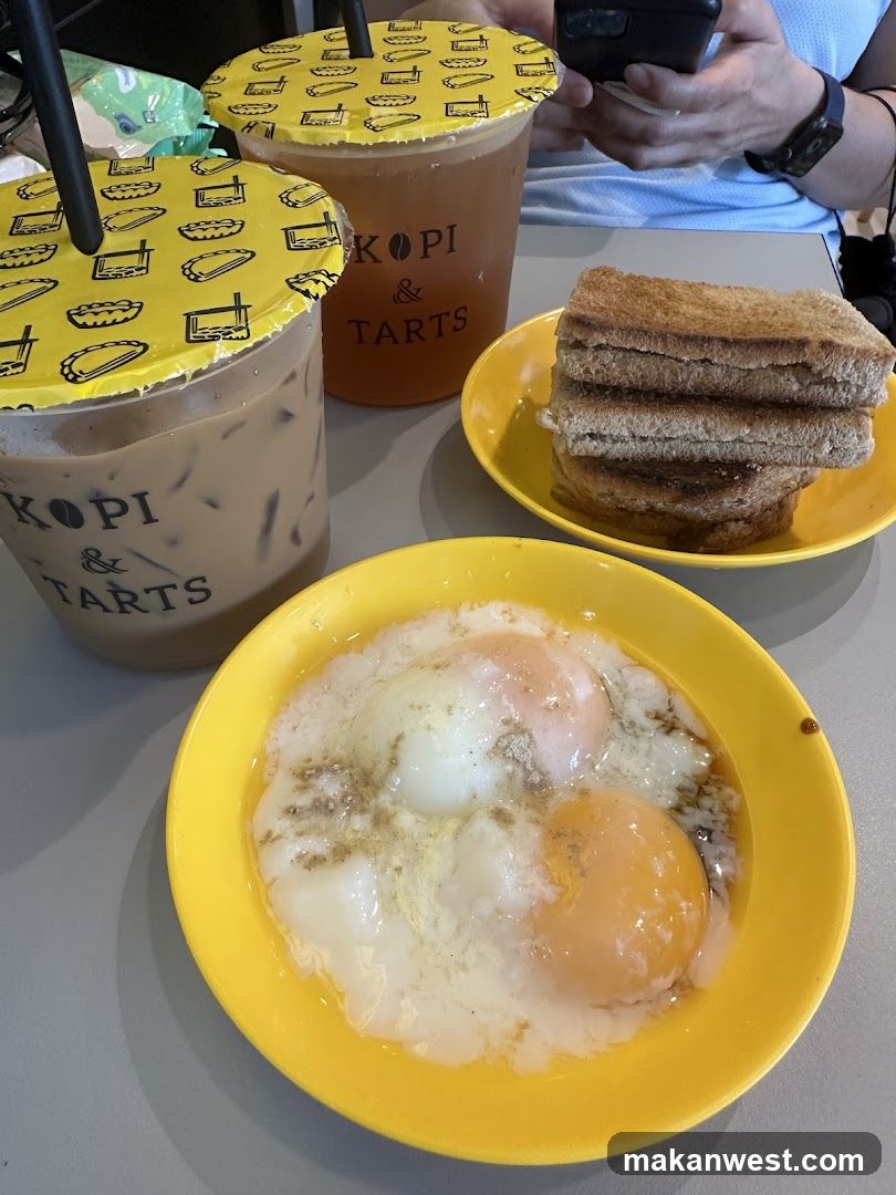 Breakfast Meal with Kopi & Tarts Drinks and Toast