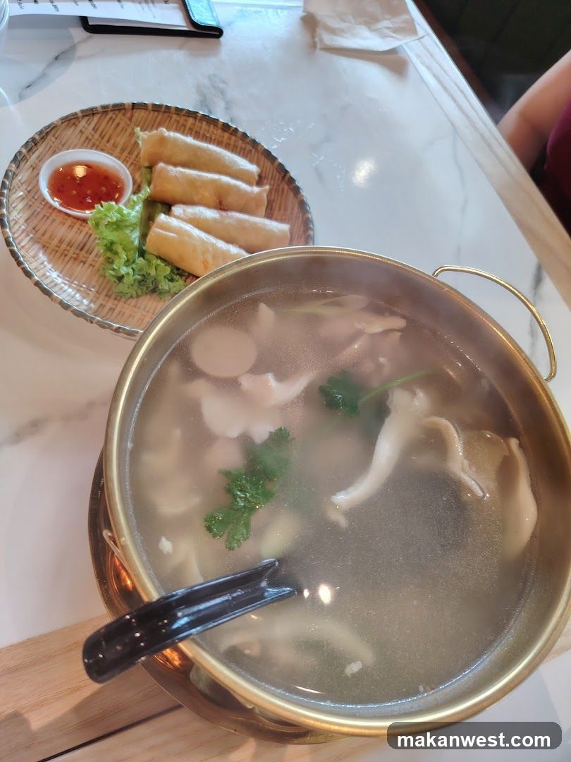 Hot Pot Meal with Spring Rolls