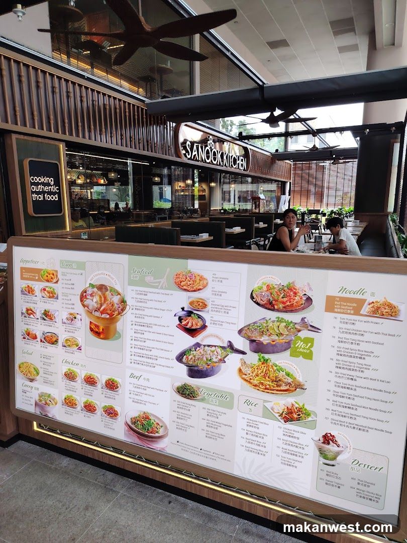 Thai Restaurant Interior with Menu Board