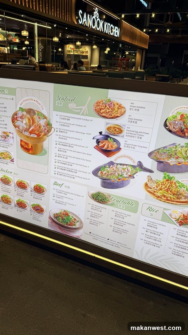 Sanook Kitchen Menu Board