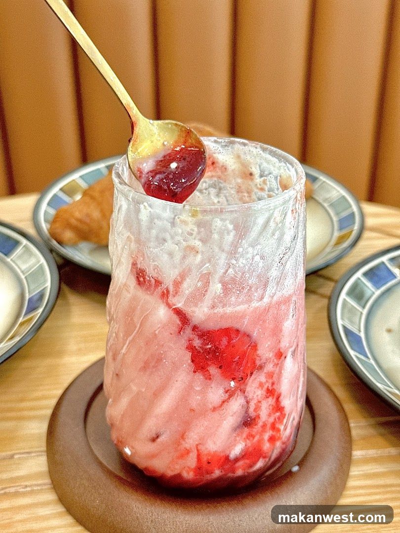 Strawberry Smoothie with Spoon