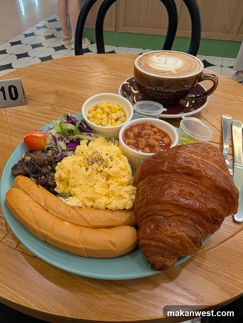 Breakfast Plate with Croissant and Coffee