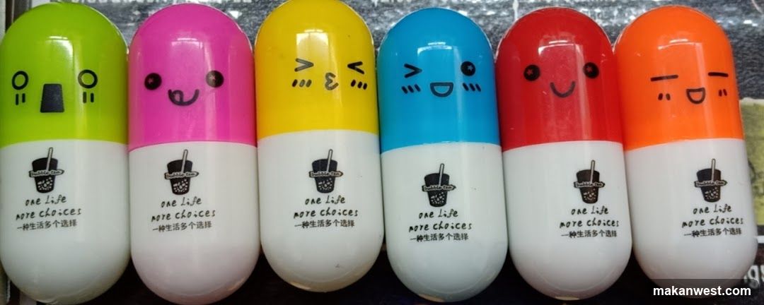 Colorful Capsule Containers with Drink Illustrations